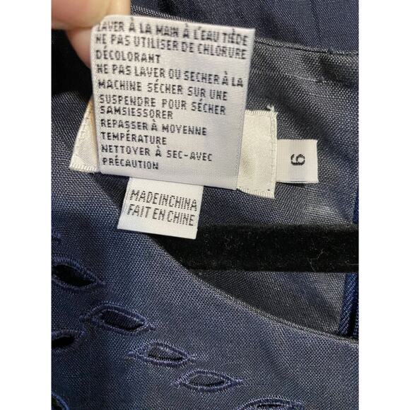 JSong Skirt Suit Womens Size 6 100% Linen Floral Eyelet Lace Gray Vintage Career - Picture 7 of 13